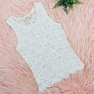 Victoria’s Secret Vintage White Gold Label White Lace Scalloped Tank